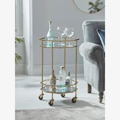 Cox and Cox Octagonal Drinks Trolley - Gold