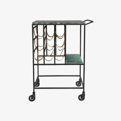 Cuckooland Dutchbone Mil Marble Top Drinks Trolley with Iron Frame