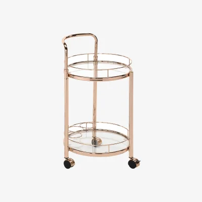Furniture123 Harry Gold Metal & Clear Glass Drinks Trolley
