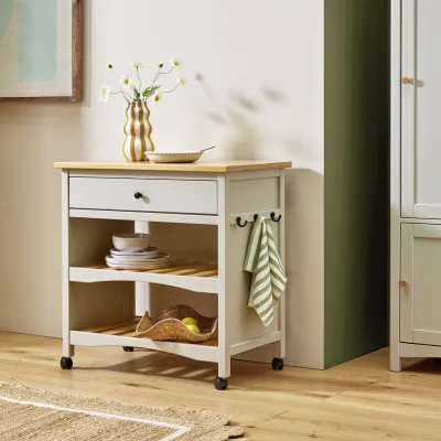 Habitat Habitat Bournemouth Solid Wood Kitchen Trolley - Beige