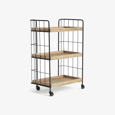 Habitat Habitat Kai Wood Drinks Trolley - Black & Oak