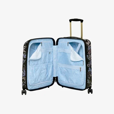 John Lewis Sara Miller Black Botanic 4-Wheel 54cm Cabin Trolley Case, 29L, Black/Multi