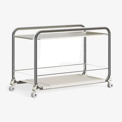 Nordic Nest Lammhults Tension trolley Chrome-beige-beige leather rug