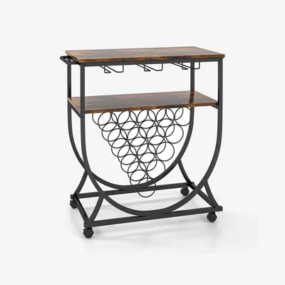 The Range Costway Rolling Drink Trolley Serving Cart-Brown - Brown