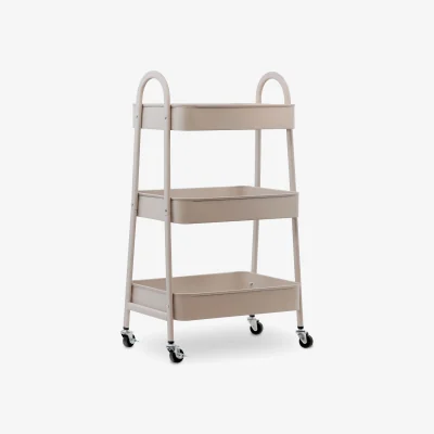 The Range GEEZY 3 Tier Storage Trolley on Wheels with Mesh Shelves - Brown