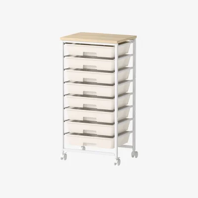The Range Levede 8 Drawer Storage Trolley Cart Plastic Wood White - White