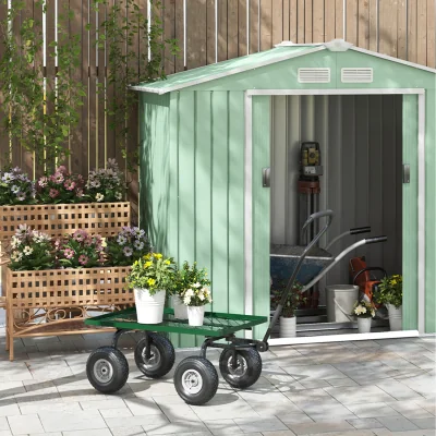 The Range Outsunny Garden Trolley Cart with Rotating Handle - Green