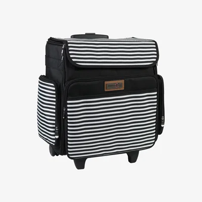The Range 2 Wheel Rolling Trolley Tote Bag - Black and White Stripe