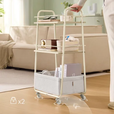 The Range LILEA Collection - Storage Trolley with Fabric Basket - Brown