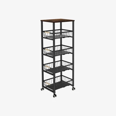 The Range 5 Tier Kitchen Trolley Cart - Black