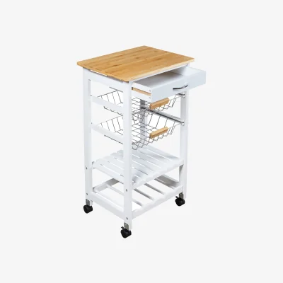 The Range 5 Tier Kitchen Trolley Mobile Rolling Kitchen Island - White