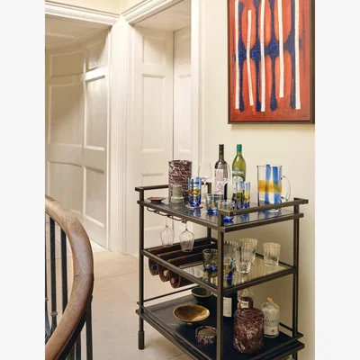 Soho Home Portnall Bar Cart, Black Marquina Marble