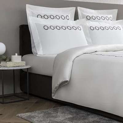 Amara Frette - Links Embroidery Duvet Set - Super King - Aloe/ Savage Beige