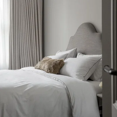 Amara Essentials - Tencel Cotton Blend Duvet Set with Contrast Piping - White/Taupe - Super King