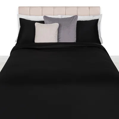 Amara Essentials - Egyptian Cotton Sateen Duvet Cover - Black - Super King