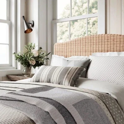 Downtown Helena Springfield Dashed Weave Grey Duvet Set - Super King - Grey/White
