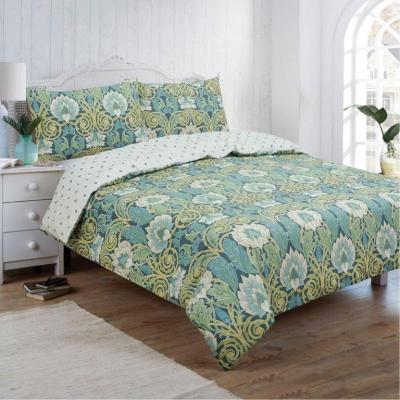 Downtown Vantona Chester Damask Duvet Set - Green - Superking