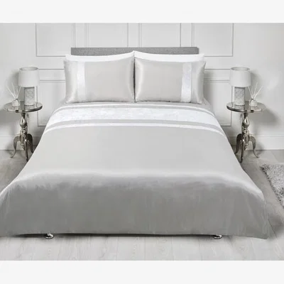 The Range Velvet Panel Pillow Case and Duvet Set - Mink / Super King