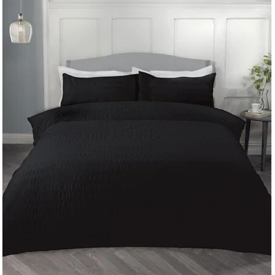 The Range Seersucker Duvet Set - Black / Superking