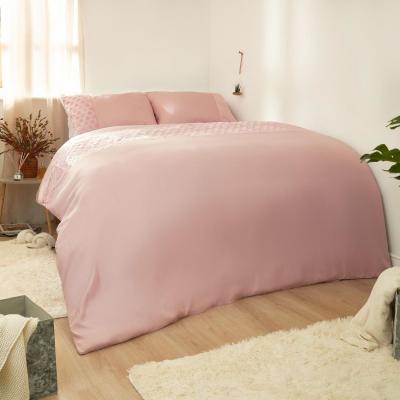 The Range Sienna Embossed Heart Velvet Band Duvet Cover Set - Pink / Superking