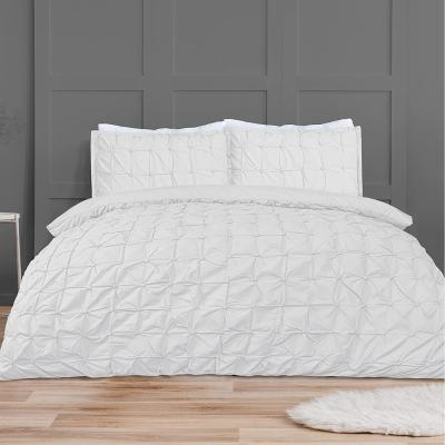 The Range Sleepdown Rouched Pleat Duvet Set Quilt Cover Bedding - White / Superking