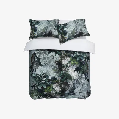 Wolf & Badger Green Florian Super King Duvet Set Uk Super King Mm Linen