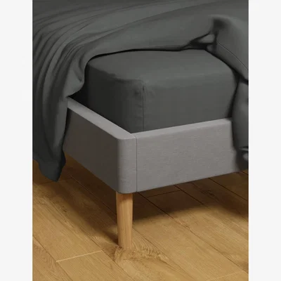 Marks & Spencer M&S Cotton Rich Percale Fitted Sheet - 5FT - Dark Grey, Dark Grey