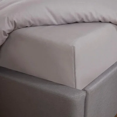 The Range Plain Polycotton 50/50 Elasticated Fitted Bed Sheet - Silver / King