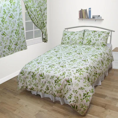The Range Herb Garden Fitted Sheet Cotton Green White - Multi / King