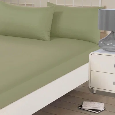 The Range Brentfords Plain Dyed Fitted Bed Sheets Non-Iron - Olive Green / King