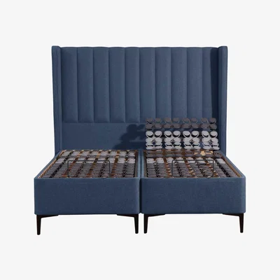 Barker and Stonehouse Tempur Suffolk King Slim Disc Adj Divan Bed, Blue Fabric | Barker & Stonehouse