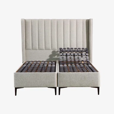 Barker and Stonehouse Tempur Suffolk King Slim Disc Adj Divan Bed, Neutral Fabric | Barker & Stonehouse