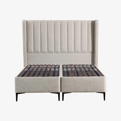Barker and Stonehouse Tempur Suffolk King Slim Disc Static Divan Bed, Neutral Fabric | Barker & Stonehouse