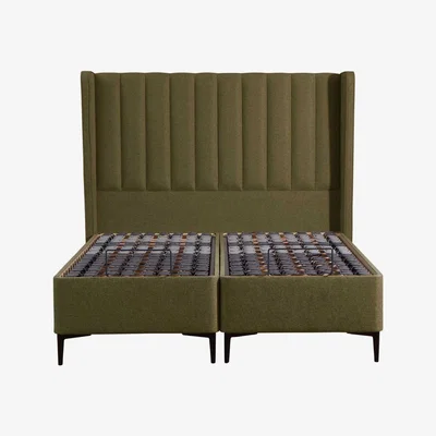 Barker and Stonehouse Tempur Suffolk King Slim Disc Static Divan Bed, Green Fabric | Barker & Stonehouse