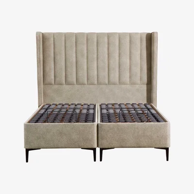 Barker and Stonehouse Tempur Suffolk King Slim Disc Static Divan Bed, Neutral Velvet | Barker & Stonehouse