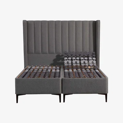 Barker and Stonehouse Tempur Suffolk King Slim Disc Adj Divan Bed, Grey Fabric | Barker & Stonehouse