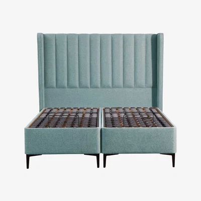 Barker and Stonehouse Tempur Suffolk King Slim Disc Static Divan Bed, Teal Fabric | Barker & Stonehouse