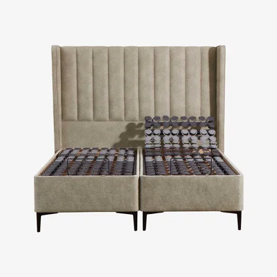 Barker and Stonehouse Tempur Suffolk King Slim Disc Adj Divan Bed, Neutral Velvet | Barker & Stonehouse