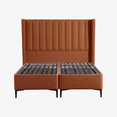 Barker and Stonehouse Tempur Suffolk King Slim Disc Static Divan Bed, Orange Fabric | Barker & Stonehouse
