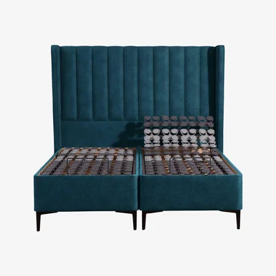 Barker and Stonehouse Tempur Suffolk King Slim Disc Adj Divan Bed, Blue Velvet | Barker & Stonehouse