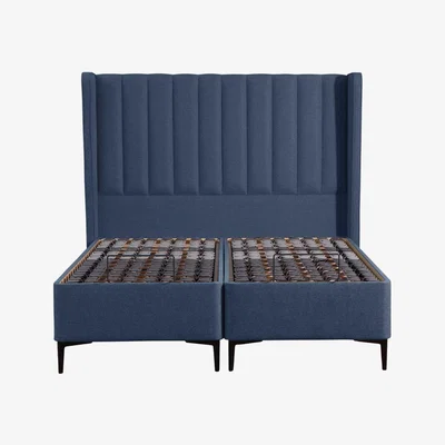 Barker and Stonehouse Tempur Suffolk King Slim Disc Static Divan Bed, Blue Fabric | Barker & Stonehouse