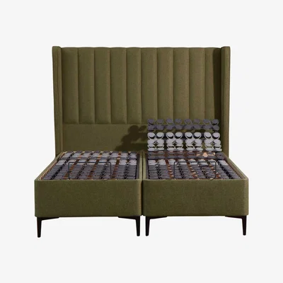 Barker and Stonehouse Tempur Suffolk King Slim Disc Adj Divan Bed, Green Fabric | Barker & Stonehouse