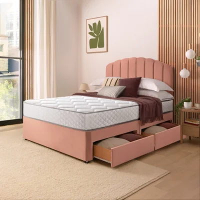 Dunelm Silentnight Divan Set with Merlin Headboard and 800 Pocket Spring Memory Foam Mattress