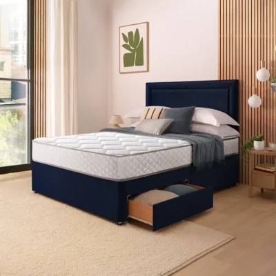 Dunelm Silentnight Divan Set with Malvern Headboard and 800 Pocket Spring Memory Foam Mattress