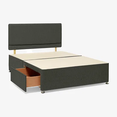 Dunelm Return - Universal Chenille Divan Base, Single Charocal with 2 Drawers