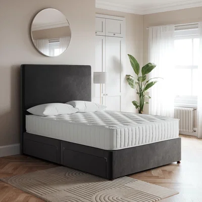 Dunelm Luxury Velvet Divan Base Grey