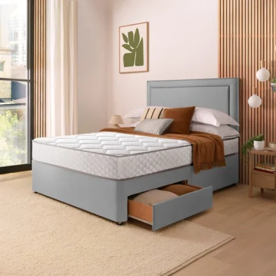 Dunelm Silentnight Divan Set with Malvern Headboard and 800 Pocket Spring Memory Foam Mattress