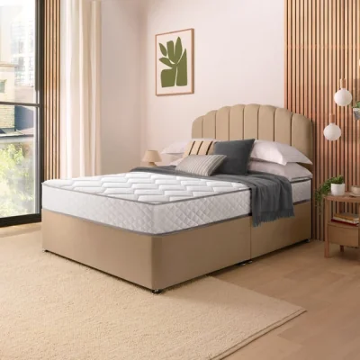 Dunelm Silentnight Divan Set with Merlin Headboard and 800 Pocket Spring Memory Foam Mattress