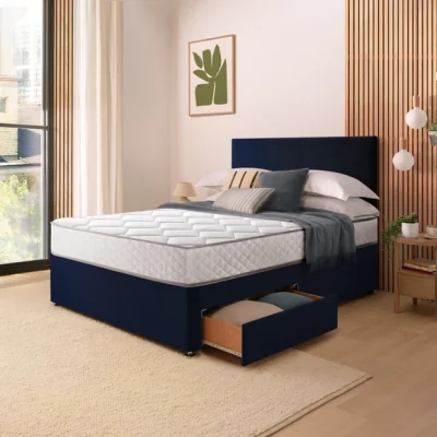 Dunelm Silentnight Divan Set with Paris Headboard and 800 Pocket Spring Memory Foam Mattress