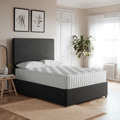 Dunelm Luxury Tweed Divan Base Grey